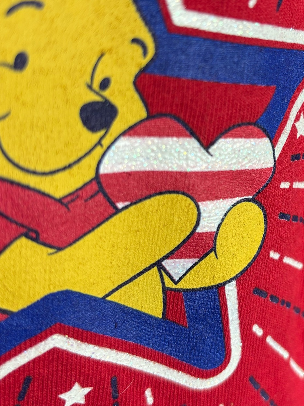 Disney Vintage Red Winnie the Pooh Starburst Flag Patriotic America T Size 2X - Picture 4 of 9